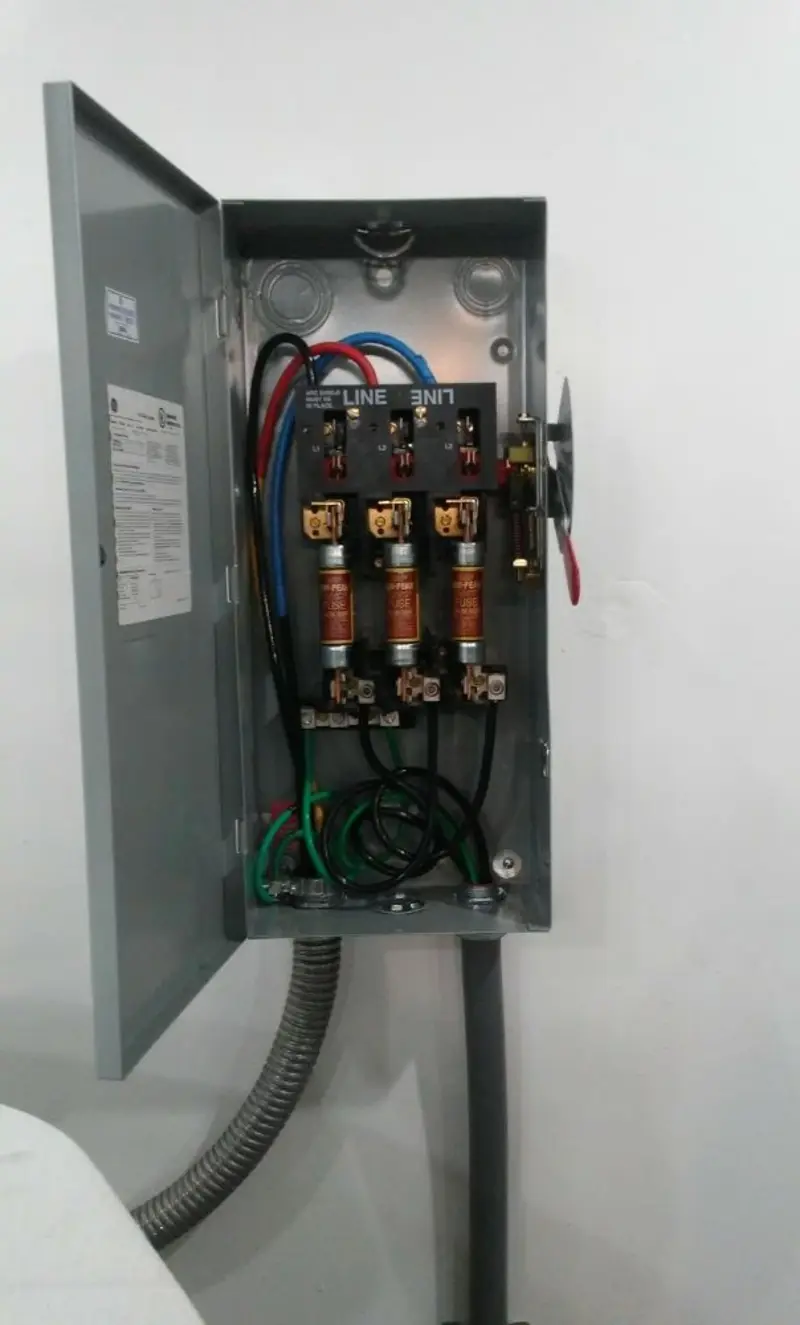Three-phase disconnect switch installed for Smoke Detector Installation in East Greenwich